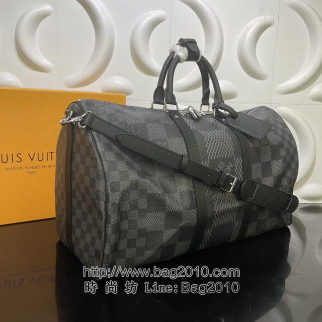 Louis Vuitton新款旅行包 N50016 路易威登Keepall BANDOULIèRE 50旅行袋 LV棋盘格手提肩背旅行袋  ydh4198